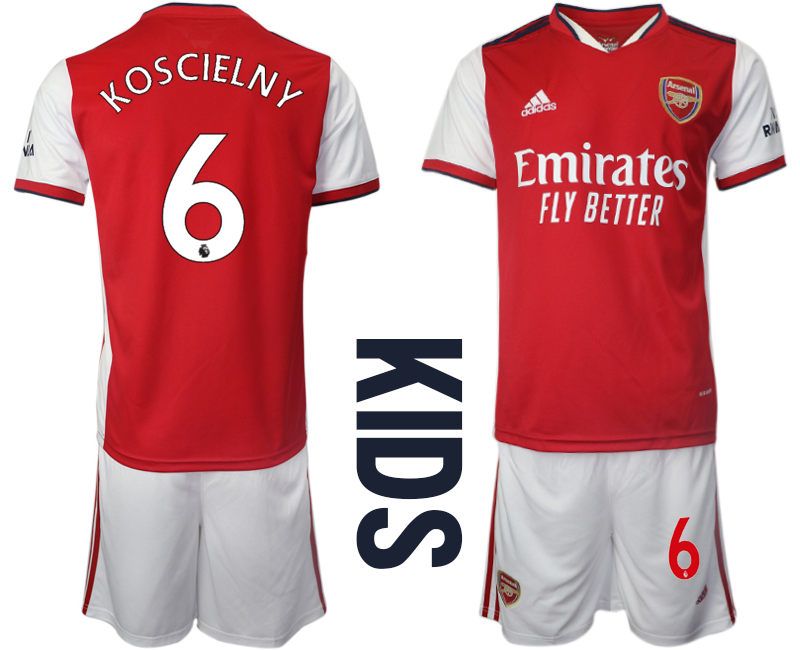 Youth 2021-2022 Club Arsenal home red #6 Soccer Jersey->youth soccer jersey->Youth Jersey